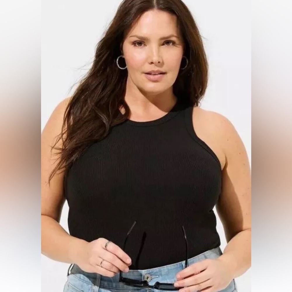 Torrid Classic Fit Black Sleeveless Ribbed Top - Picture 10 of 10